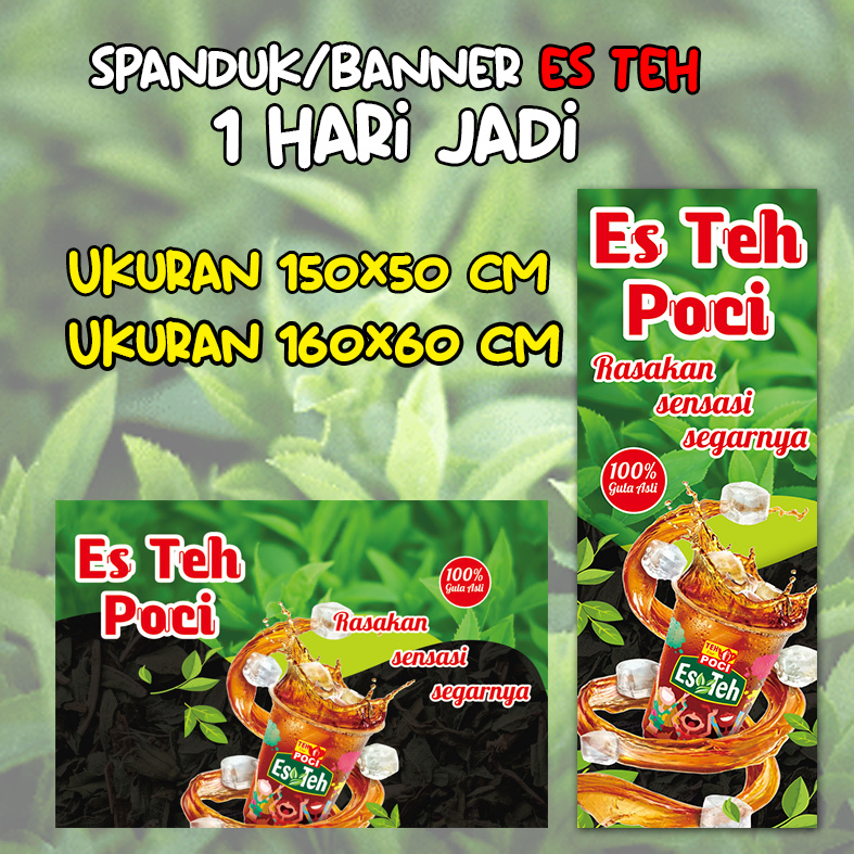 SPANDUK VIRAL ES TEH POCI ES TEH SOLO ES TEH JUMBO 1 HARI JADI