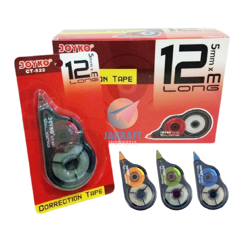 

READY STOCK 1 Pcs Correction Tape JOYKO CT522 TipX Tip Ex Pita 12 Meter isi Lebih Banyak Long Life