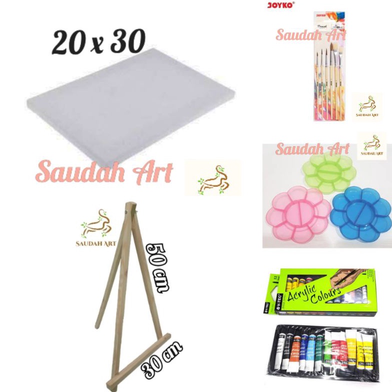 

SPESIAL DISKON Paket Lukis Lengkap kanvas 2x3kuaspaletcat akrilikeasel 3x5