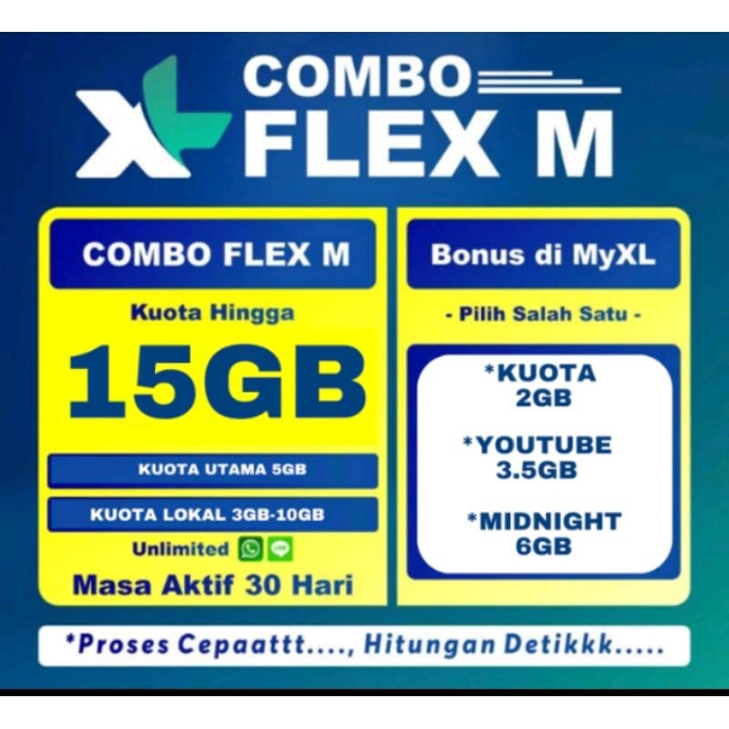 Paket Data XL Combo Flex M 30 hari 5GB hingga 15Gb