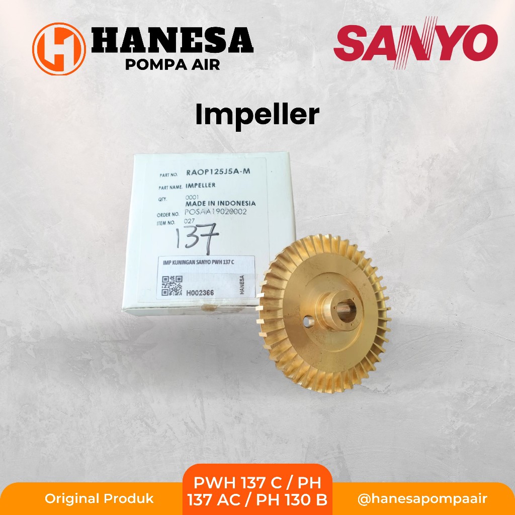 IMPELLER SANYO PWH 137 C/ PH 137 AC / PH 130 B