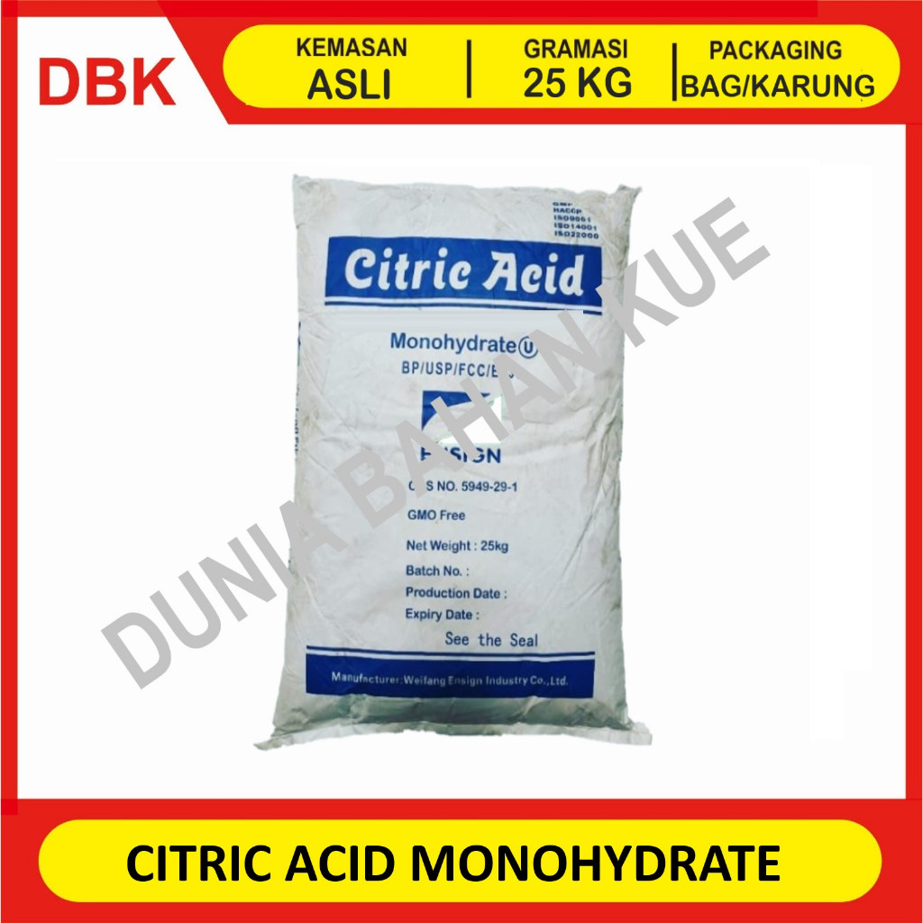 

(KHUSUS INSTANT/GOSEND) CITRIC ACID MONOHYDRATE ex. CHINA - 1 BAG 25 KG / CITRUN / ASAM SITRUS