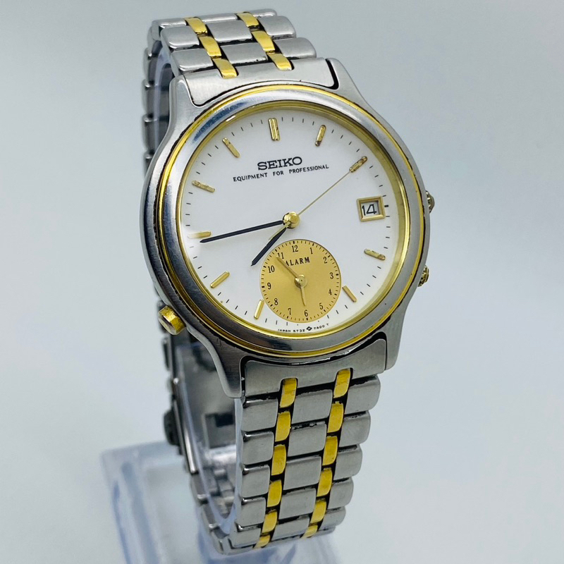 Seiko 5T32-7A00 Two Tone Made in Japan Alarm