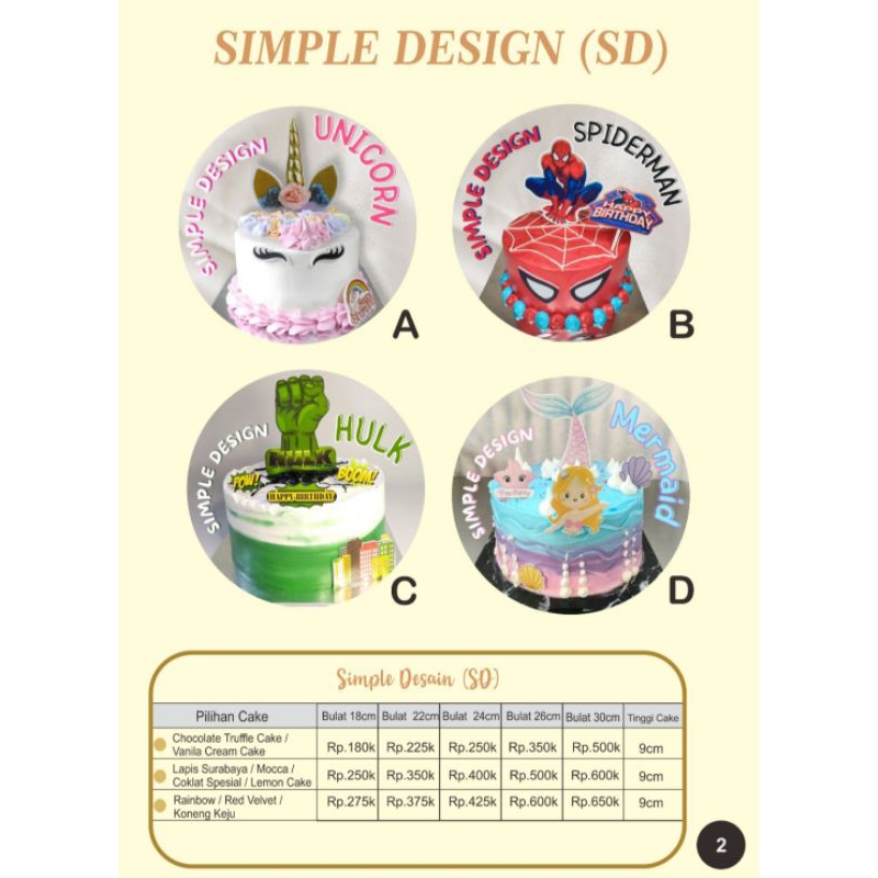 

Simple Design (SD) / Cake Ulangtahun / Cake Ulangtahun Anak / Cake Custom / Cake Karakter