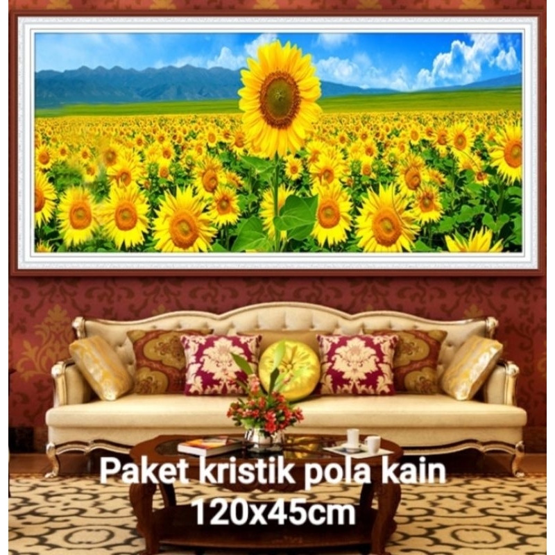 (RESTOK) DIY CROSS STITCH kit Taman bunga matahari pola kain paket kristik