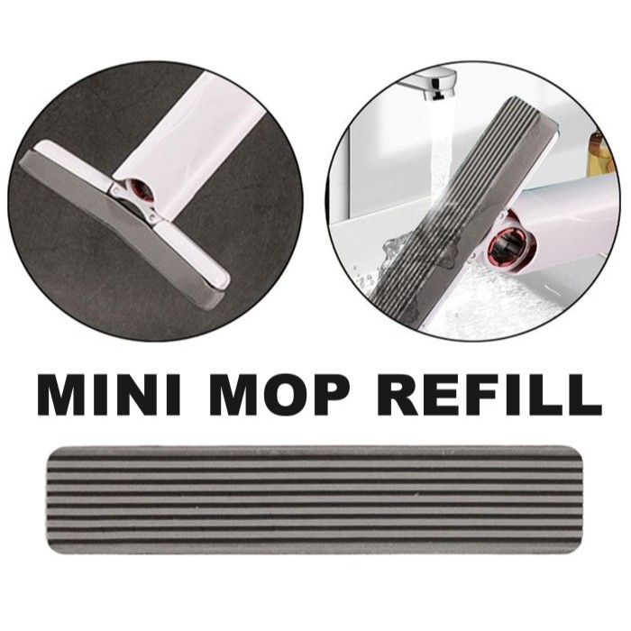 POM Refill Pel Mini Mop Alat Pembersih Portable Lipat Foldable Keramik Kaca Debu Dapur Mobil Lantai