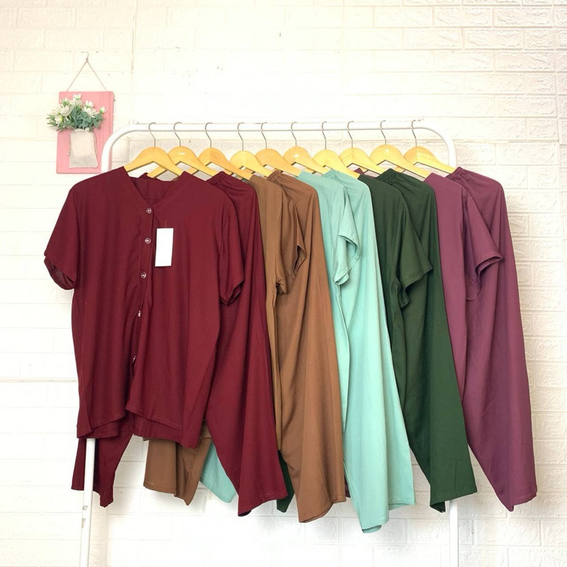 Piyama (baju tidur) Cp polos bahan rayon