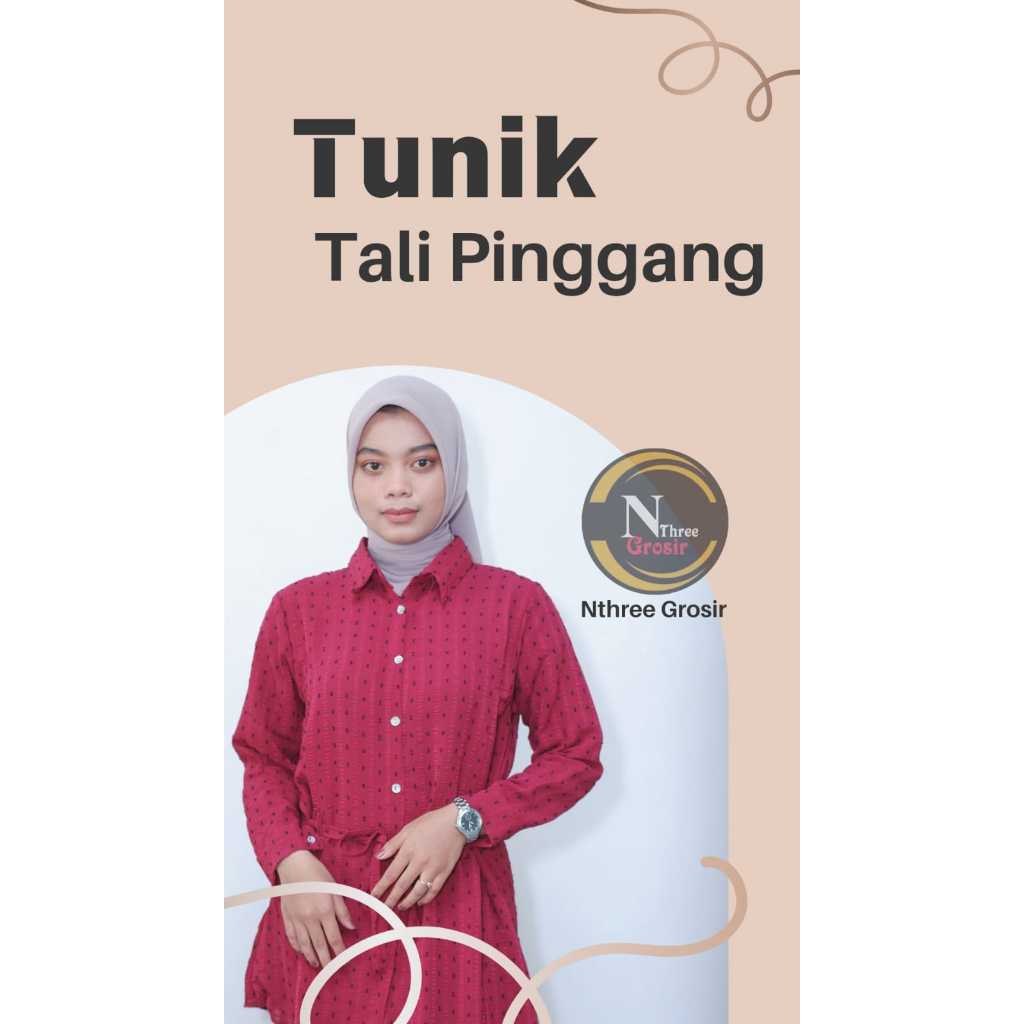 TUNIK TALI PINGGANG CRINKLE AIRFLOW PREMIUM // ATASAN WANITA MURAH