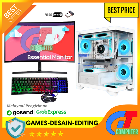 PC Lengkap Gaming i3 Gen 10 VGA GTX 1650 RAM 16GB Include LED Samsung 24"Curved