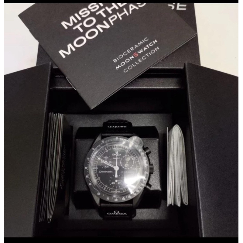 Jam tangan swatch x omega snoppy black