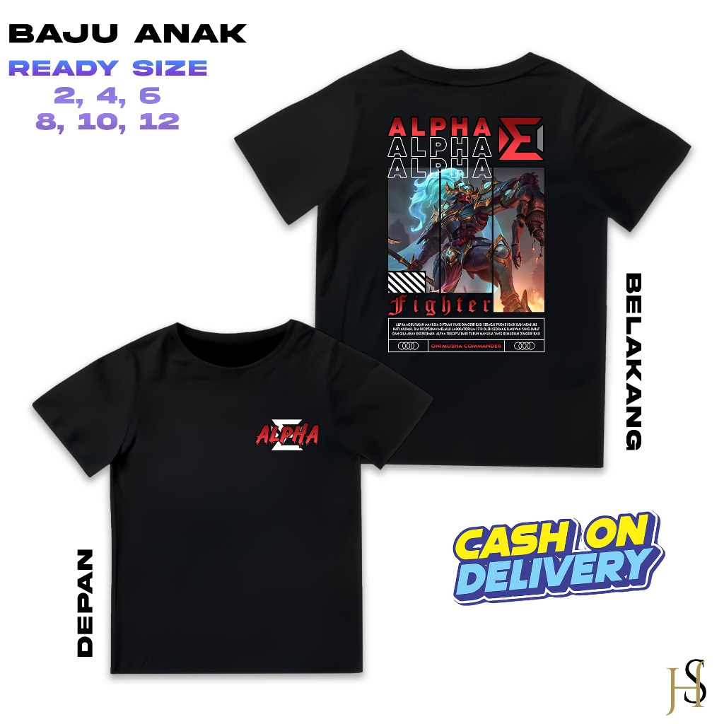 HosinShop - Kaos Hero Mobile Legend - Kaos Anak Atasan Katun Sablon - Kaos Anak Hero ML - Kaos Hero 
