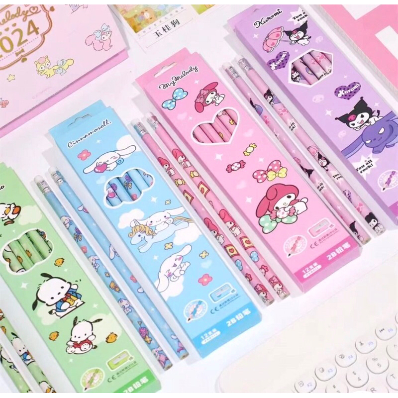 

PENSIL SANRIO 2B isi 12 free Serutan