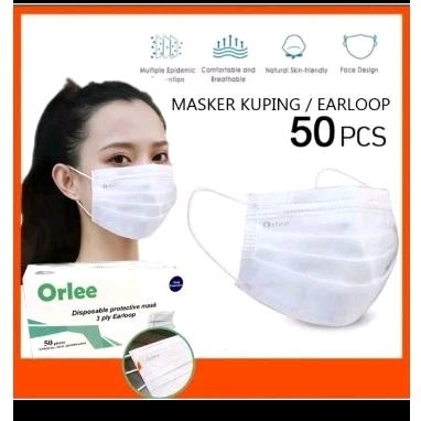 Masker Medis Orlee  3ply isi 50pcs -Putih