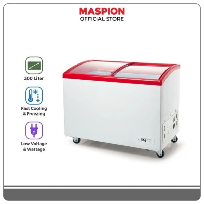 BOX FREEZER MASPION SLIDING KACA CHEST FREEZER 300LITER UFH-300CRD BOX FREEZER SLIDING MASPION 300LI
