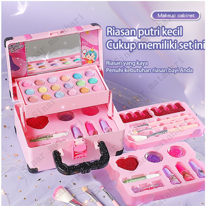 【siap mengirim】Children Pretend Plays Make Up Kit Set Mainan Make Up Anak Mainan Mekap Anak Perempua
