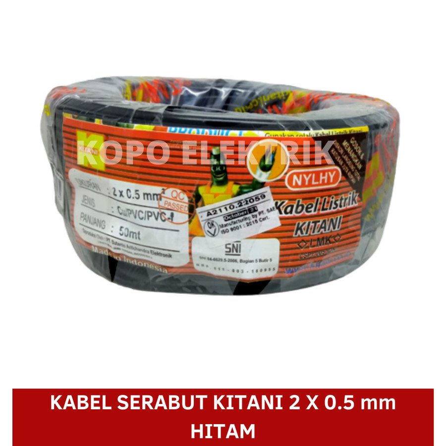 Kabel NYLHY Kitani 2x0.5 Meteran / Kabel Serabut Kitani 2x0.5