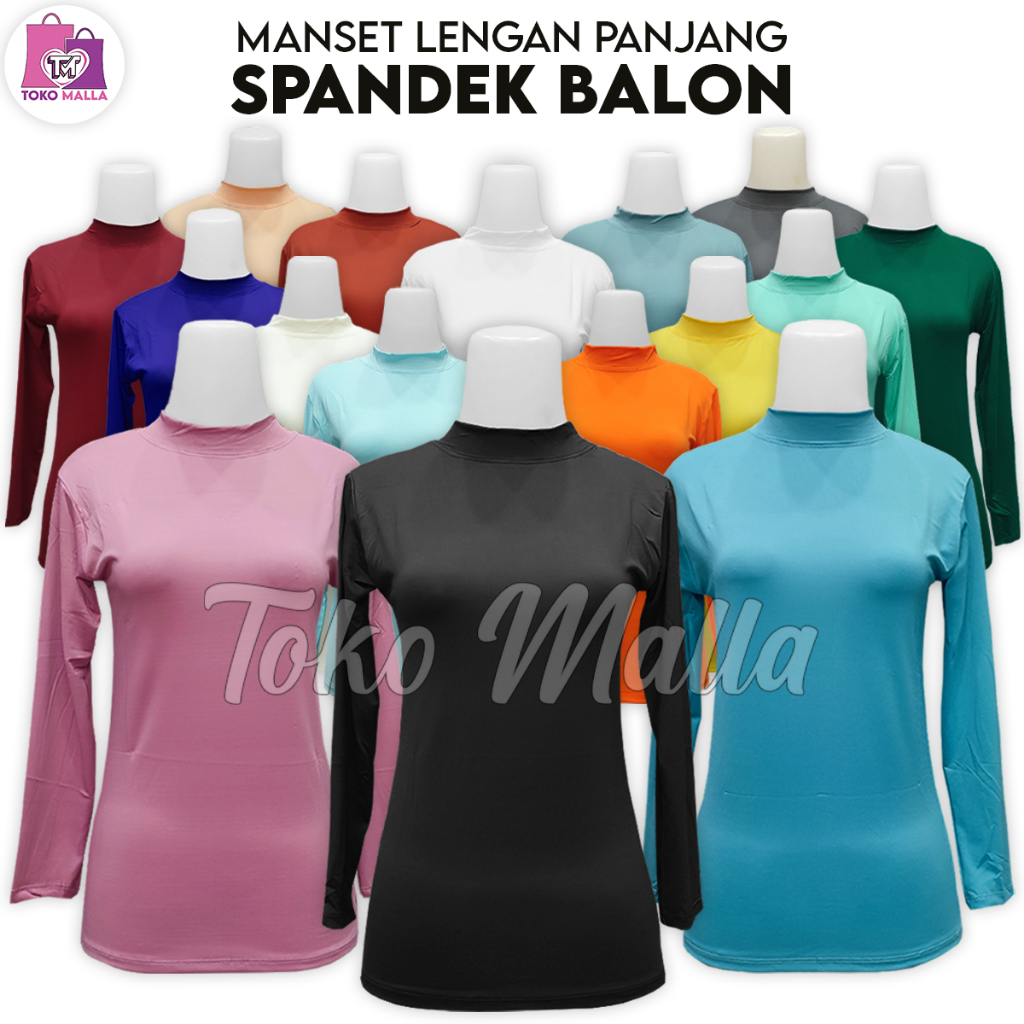(GROSIR 10Pcs)Part 2 Baju manset Bahan LICIN SPANDEX BALON, Ukuran L- XXL Mangset Kerah Tinggi, Dala