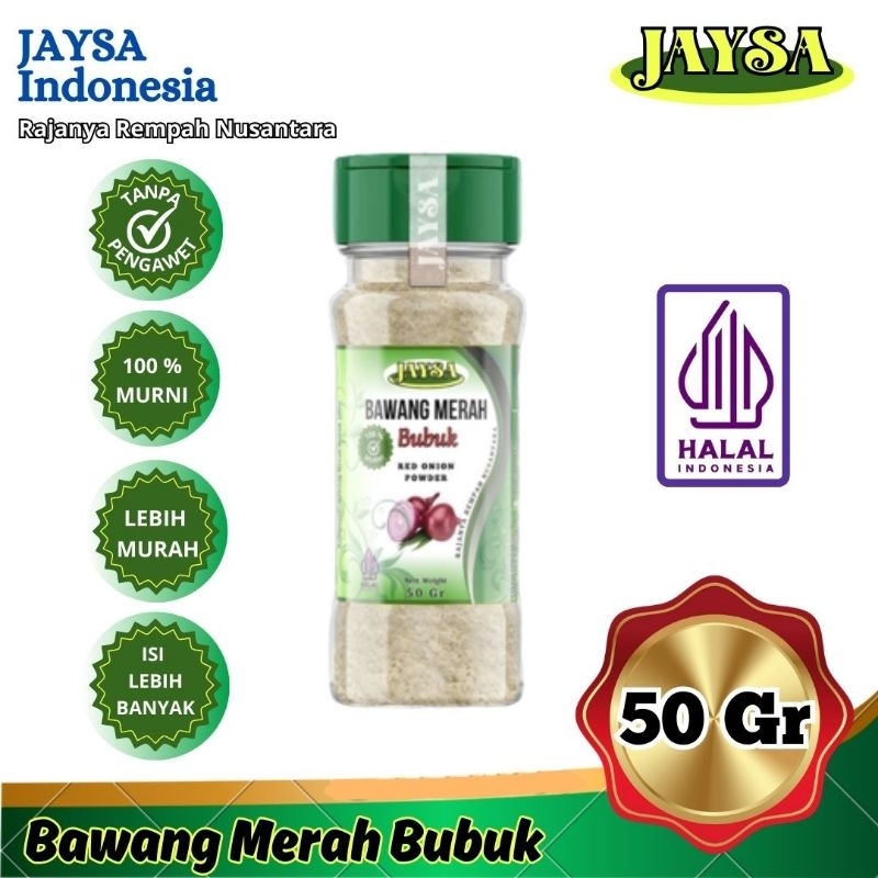 

JAYSA Bawang Merah Bubuk 50 gr / Shalot Powder / Bubuk Bawang Merah / Red Onion Powder / Bawang Merah Bubuk 100%/ Pure Red Shallot / Shallots Ground / Bawang Merah Bubuk Asli / Premium Red Onion Powder / Shallot Powder Premium Quality