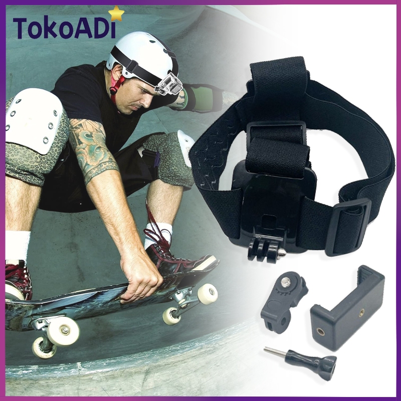 Elastic Headband Holder HP Tali Kepala Belt Mounting Vlog Untuk Handphone / Smartphone / Action Came