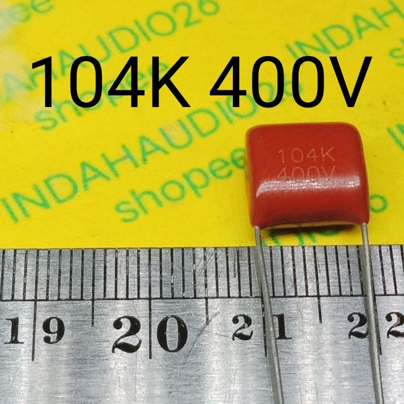 104K 400V 10mm 104 KAPASITOR MILAR 104K400v mylar 0.1uf 104 400V 100n 100nf