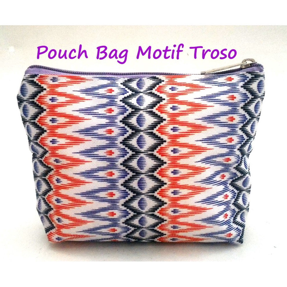 WOW Pouch Bag motif Tenun Troso Tas Kosmetik