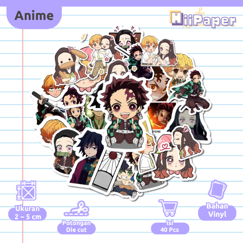 

40Pcs Kimetsu no Yaiba l Sticker Anime l Laptop - HP - Tumbler - Koper l Anime Lovers l Vinyl