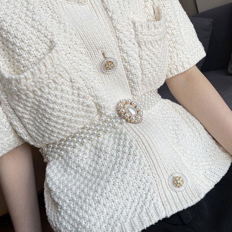 DISKON BESAR VENDI  Belt Mutiara Wanita Karet Elegant Waistband Fashion Ikat Pinggang RA9