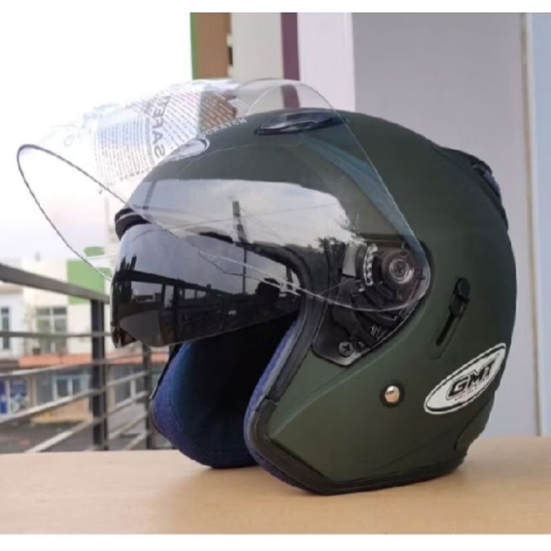 HELM HALF FACE GMT DOUBLE VISOR ORIGINAL HELM CENTRO HELM SNI HELEM HELM ORI BELM PRIA HELM WANITA D