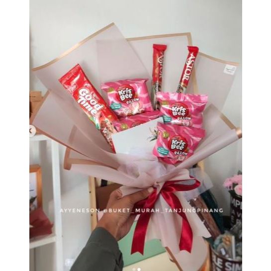 Buket Snack Kertas Warna Pink