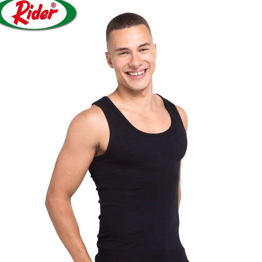 Grosir Rider Vest  Singlet Pria R224BWH Warna Hitam isi 1 Pcs