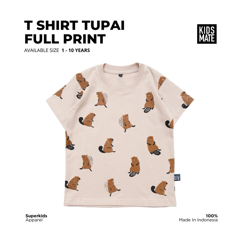 Kids Mate Kaos anak Tupai Full print