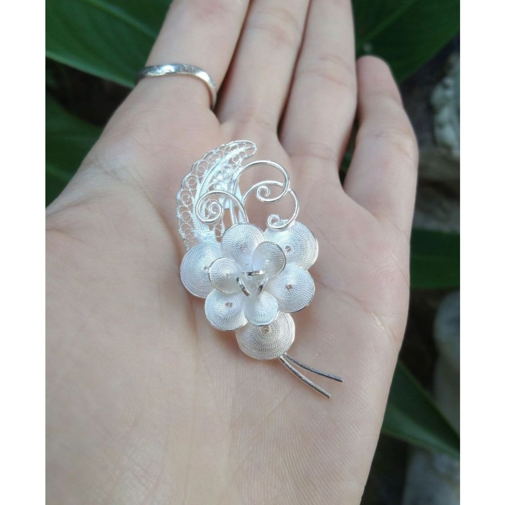 Bros Filigree Bunga Perak 925