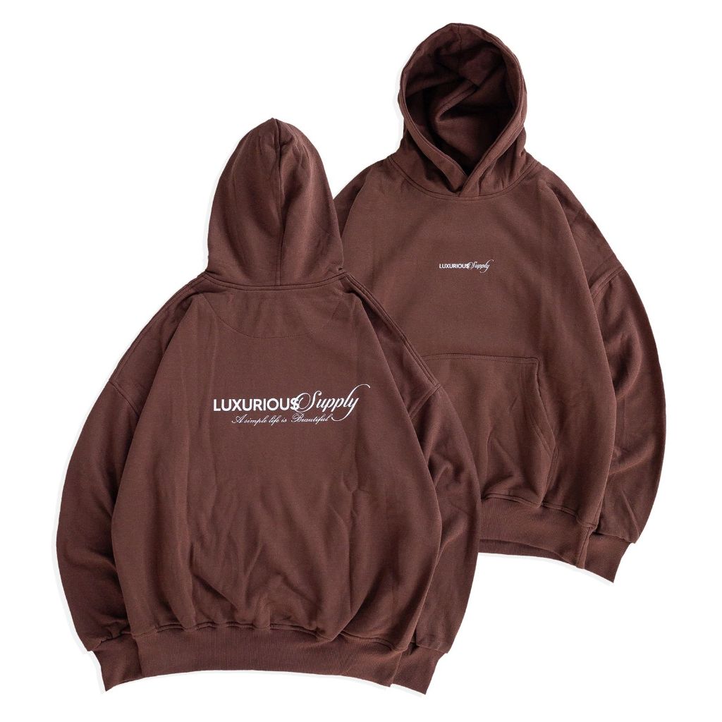 JAKET HOODIE GRAPHIC BROWN LXCASUAL 'A SIMPLE LIFE IS BEAUTIFUL' [HD_3440]