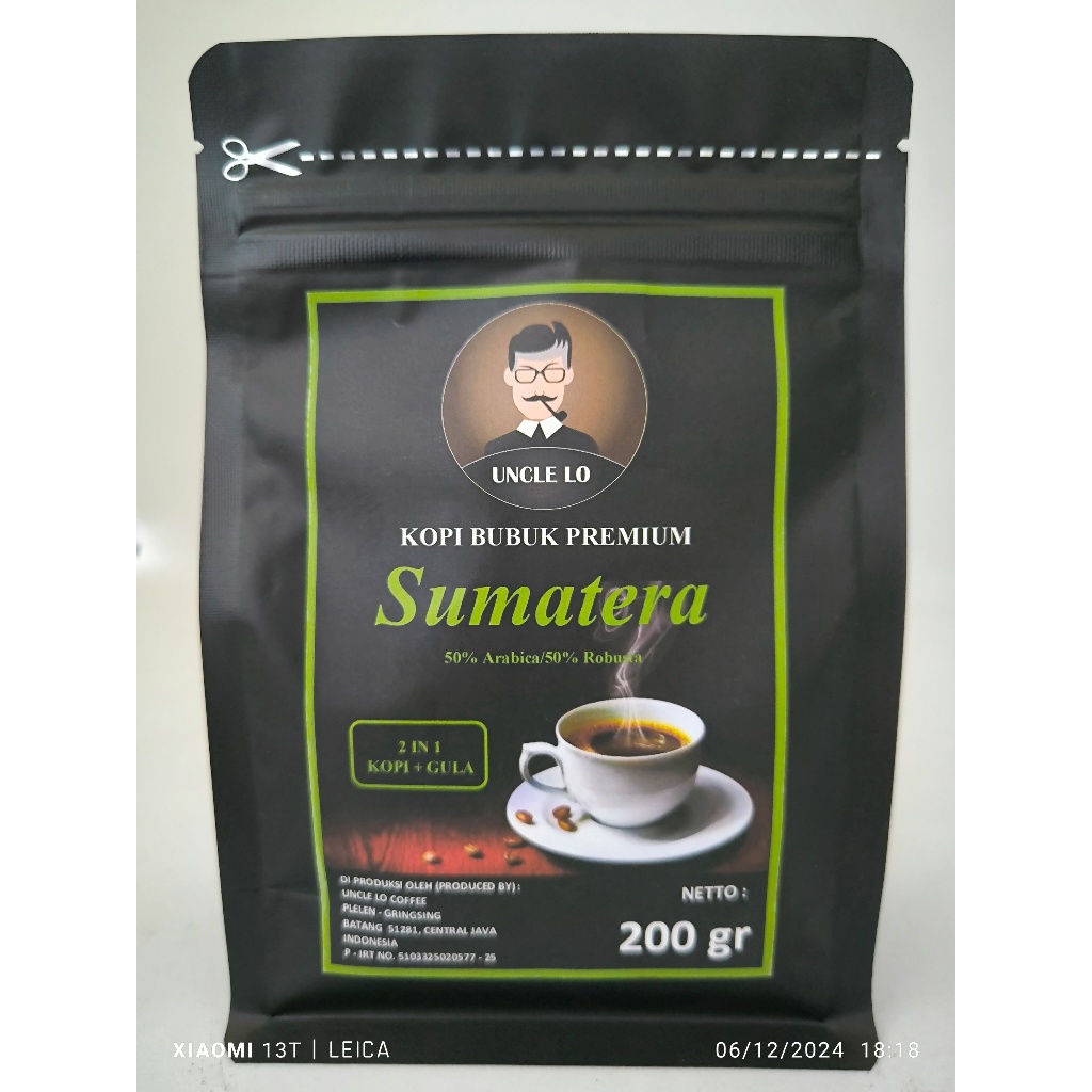 

KOPI BUBUK 2 IN 1 DENGAN GULA "SUMATERA" - 200 gr