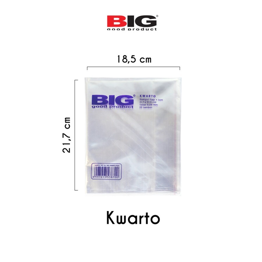 

Sampul plastik Quarto Kwarto BIG OPP Lem Sealing 1001 / sampul buku