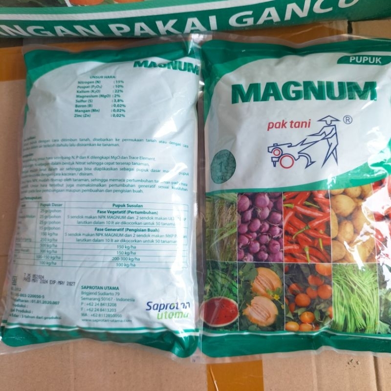 Pupuk Magnum / Grower 1 Kg  NPK 15- 10 - 22 Pupuk  Pak Tani Kemasan Pabrik  pupuk Daun dan Buah Boos