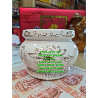 Hiolo Keramik Putih Teratai Mas premium