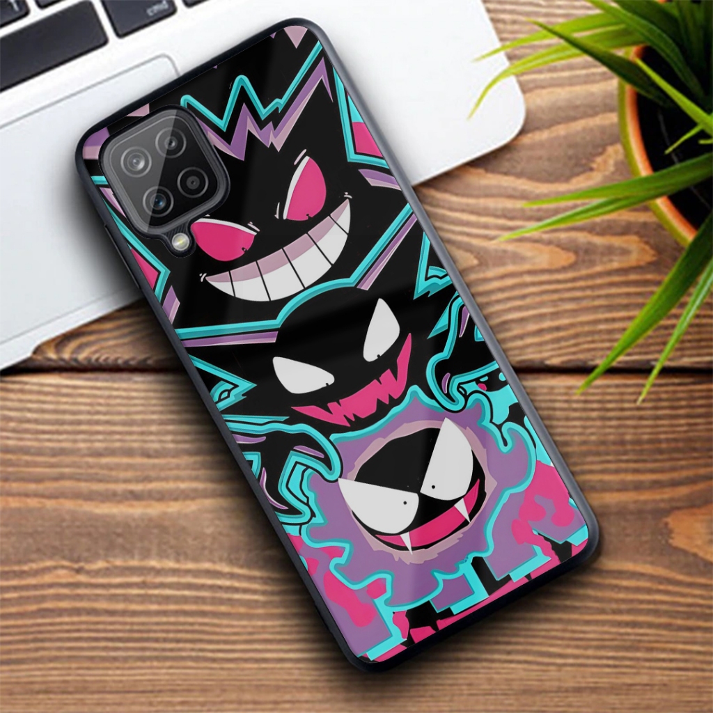 gengar softcase glass untuk iph0ne, s4msung, viv0, 0pp0, r3alm3, r3dmi, p0co, infin1x, xia0mi