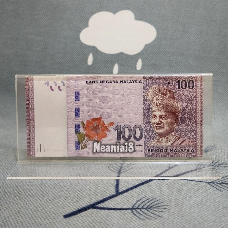 Akrilik Tempat Uang Pajangan Hiasan Malaysia 100 Ringgit