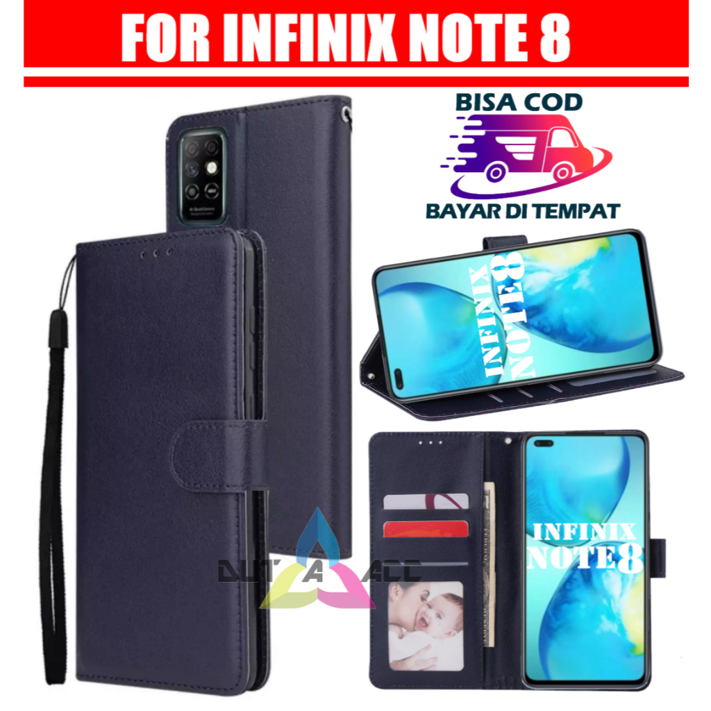 flip case leather INFINIX NOTE 8 casing cover kulit bisa buka tutup dan standing