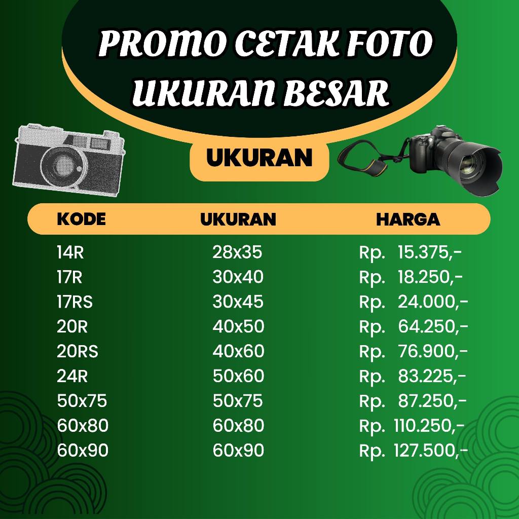 Cetak Foto Ukuran Besar | 12R 12RP 14R 16R 16RP 20R 20RP 24R 24RP 30R | Request Ukuran Jumbo | Custo