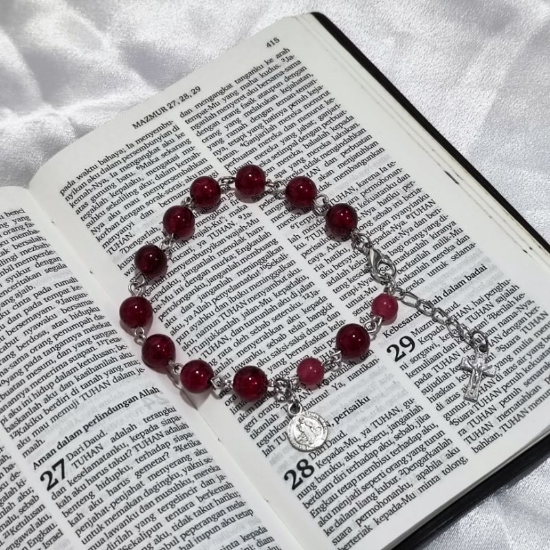 GELANG ROSARIO RANTAI BATU ALAM RUBY