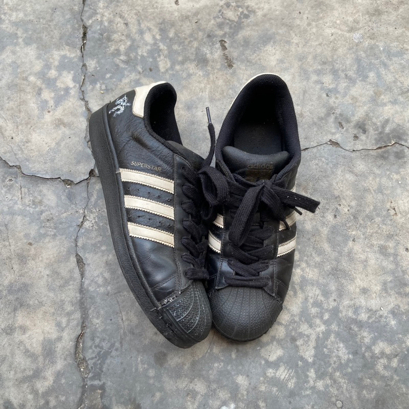 SEPATU ADIDAS SUPERSTAR BLACK FOUNDATION ORIGINAL SIZE 44,5 SECOND