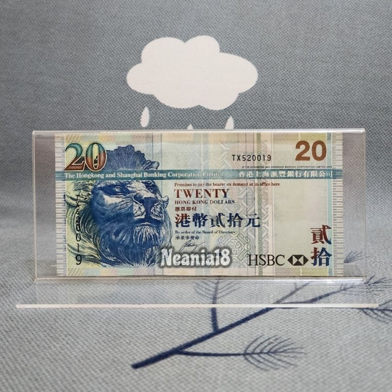 Akrilik Tempat Uang Pajangan Hiasan Hongkong 20 Dolar HSBC