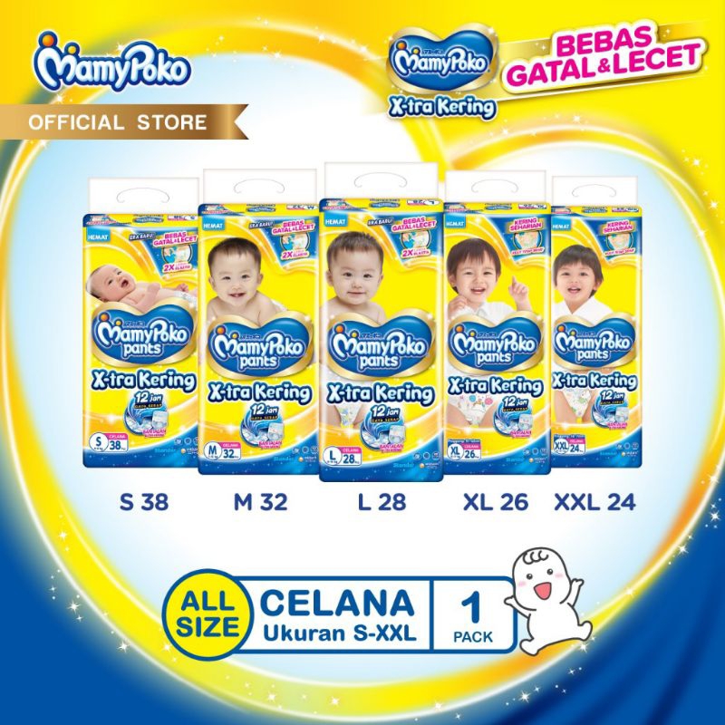 Popok Mamypoko Termurah Xtra Kering Gratis Ongkir COD S38 / M32 / L28