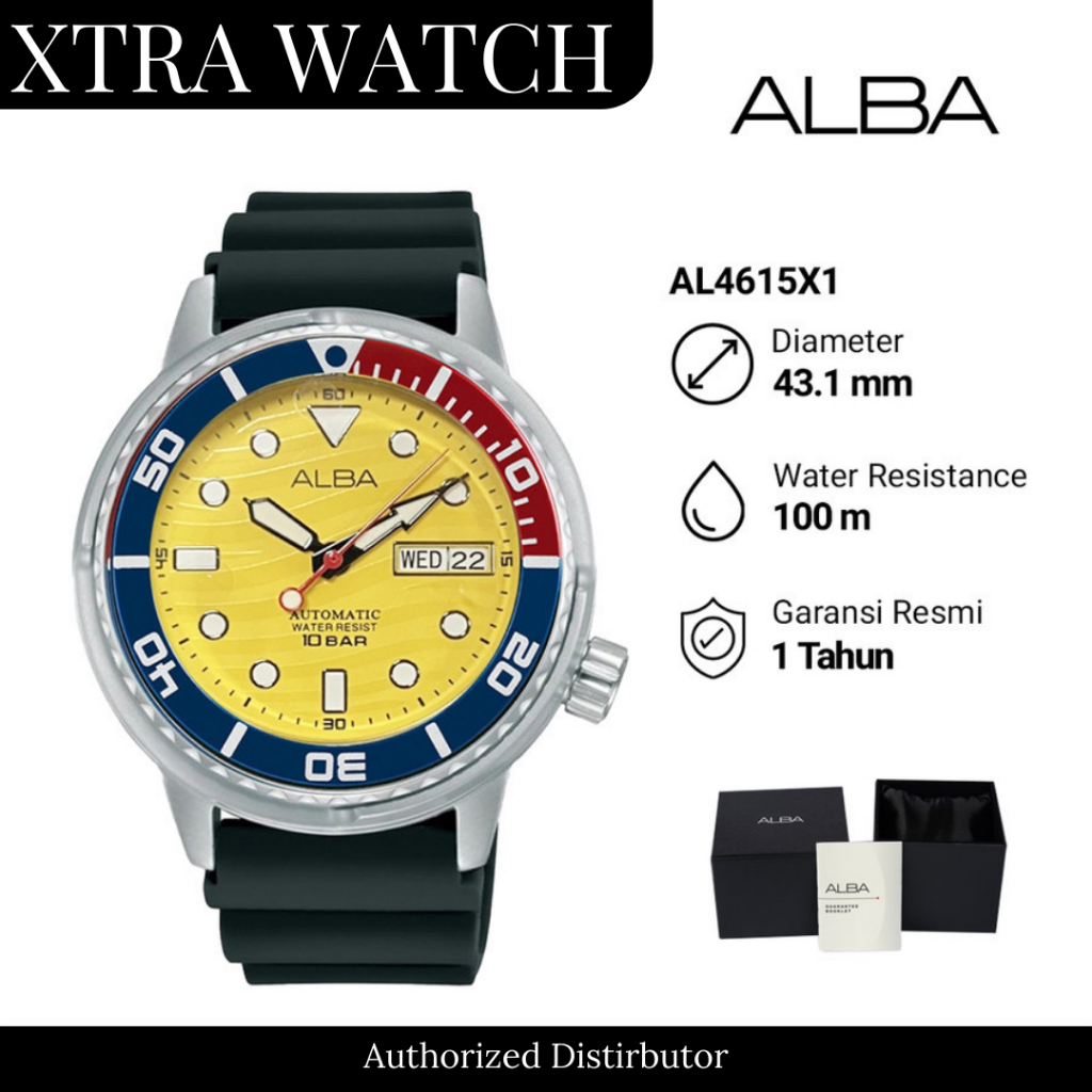 Jam Tangan Pria Alba AL4615X1 Automatic Original - Tali Karet - Garansi 1 Tahun