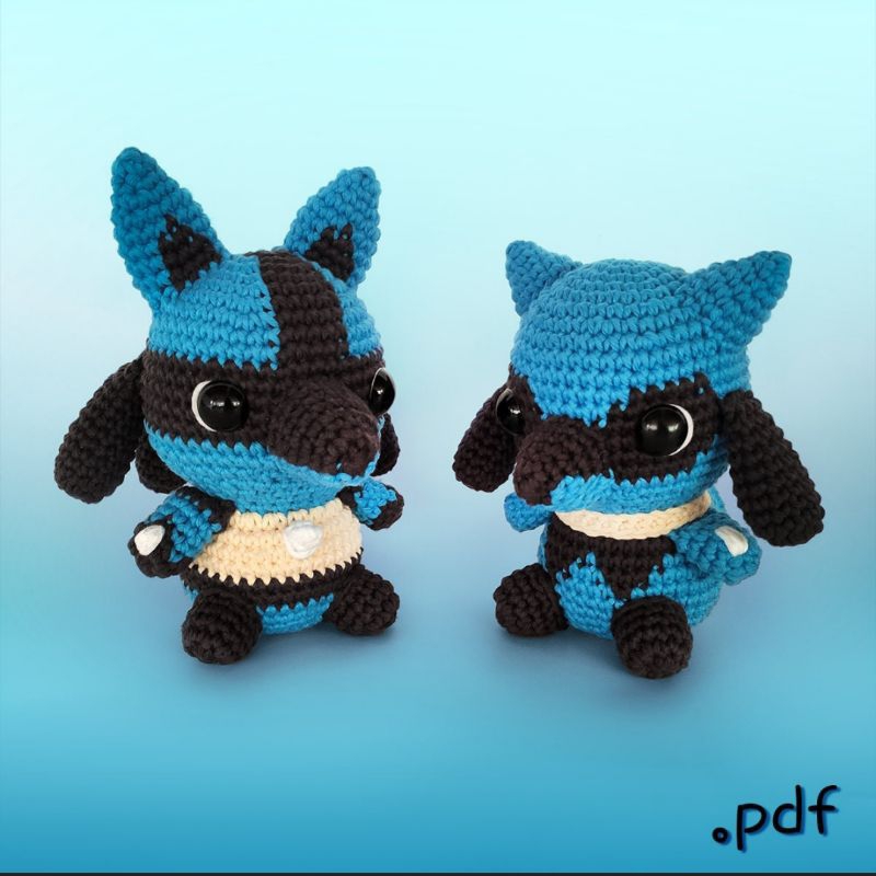 Riolu & Lucario (Pokemon) - Amigurumi / Boneka Rajut
