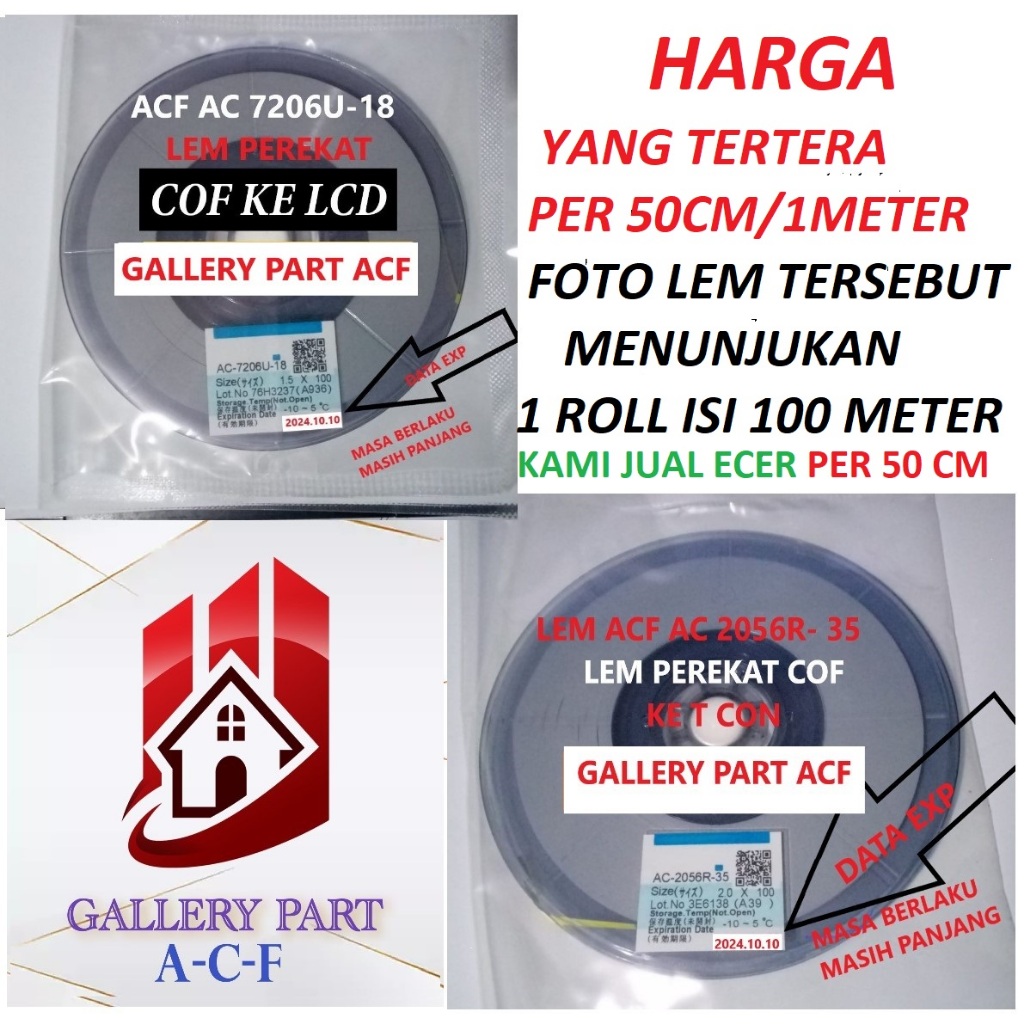 

LEM ACF AC-2056R-35 AC-7206-18 2.0 MM/ 1.5 MM 1 METER/50 CM PEREKAT IC FLEXIBLE COF KE PCB TCON DAN PANEL LCD / LED