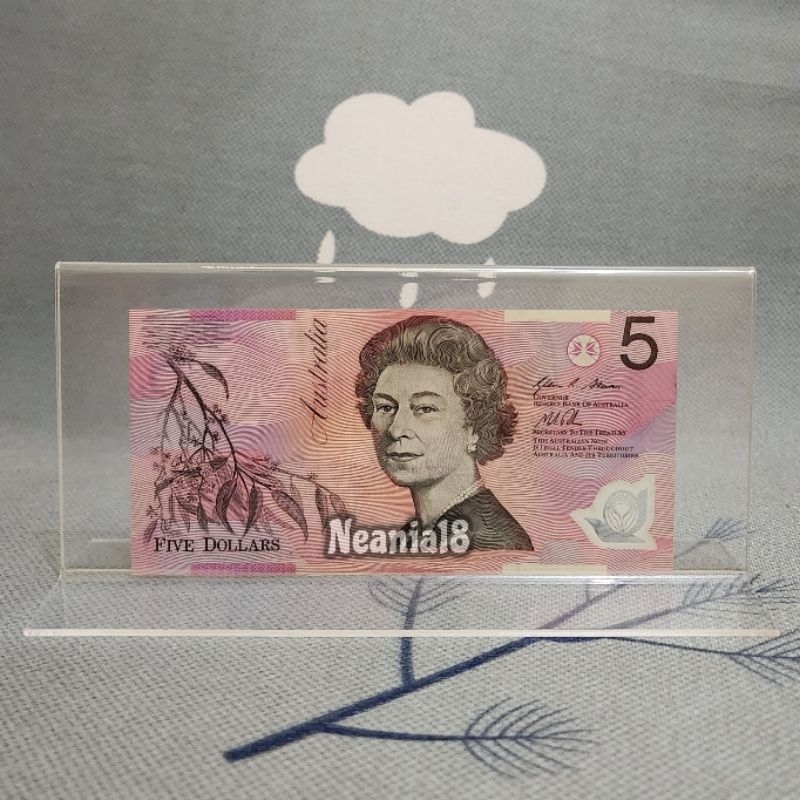 Akrilik Tempat Uang Pajangan Hiasan Australia 5 Dolar Old Series Polymer