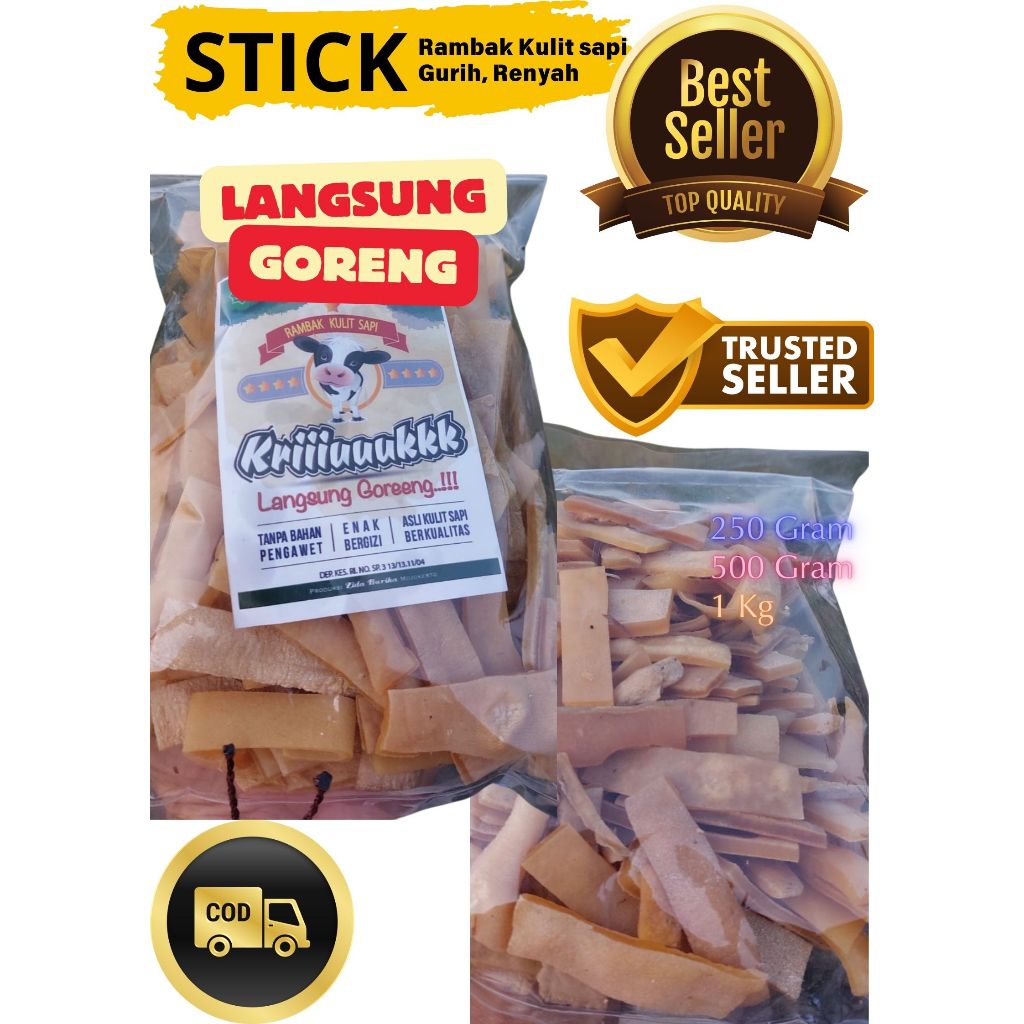 

Produsen Kerupuk Rambak Kulit Sapi Asli Gurih kriuk Langsung Goreng, 1 Kilo